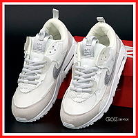 Кросівки жіночі і чоловічі Nike air max 90 white beige / Найк аір макс 90 білі бежеві