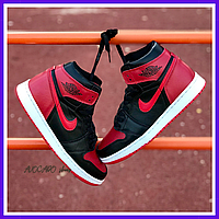 Кроссовки мужские Nike air Jordan Retro 1 black red / Найк аир Джордан Ретро 1 красно-черные