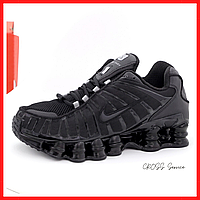 Кроссовки мужские и женские Nike Shox black reflective / Найк Шокс черные рефлективные