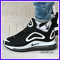 Кросівки чоловічі Nike Air Max 720 black white/Найк аїр макс 720 чорні білі з балоном