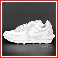 Кроссовки мужские и женские Nike LD Waffle Sacai white / Найк ЛД Вафл Сакаи белые 38