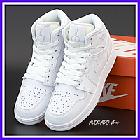 Кроссовки мужские и женские Nike air Jordan Retro 1 white / Найк аир Джордан Ретро 1 белые