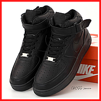 Кроссовки женские и мужские Nike Air Force 1 Mid black / Найк аир Форс 1 черные