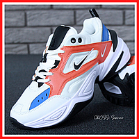 Кроссовки мужские и женские Nike M2K Tekno white red blue / Найк м2к Текно белые красные синие