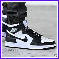 Кроссовки мужские Nike Air Jordan Retro 1 black white / Найк Джордан Ретро 1 черно-белые