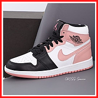 Кроссовки женские Nike air Jordan Retro 1 black white pink / Найк аир Джордан Ретро 1 черные белые розовые