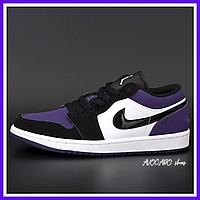 Кроссовки женские Nike Jordan Retro 1 Low violet black / кеды Найк Джордан Ретро 1 низкие фиолетовые черные