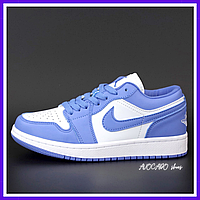 Кроссовки женские и мужские Nike Jordan Retro 1 Low blue white / кеды Найк Джордан Ретро 1 низкие синие белые