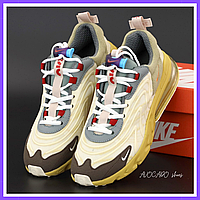 Кроссовки женские Nike Air Max 270 React Travis Scott / Найк аир макс 270 Реакт Тревис Скотт бежевые