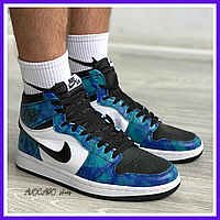 Кроссовки мужские и женские Nike air Jordan Retro 1 blue white / Найк Джордан Ретро 1 бело-синие