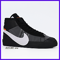 Кросівки чоловічі та жіночі Nike Blazer Mid black / Найк Блейзер чорні високі