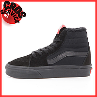 Кроссовки мужские и женские Vans Old Skool black с мехом / кеды Ванс олд скул черные на меху