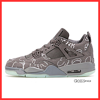 Кроссовки мужские Nike Air Jordan 4 gray / Найк аир Джордан 4 серые высокие фосфорная подошва