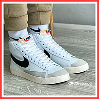 Кроссовки мужские и женские Nike Blazer Mid white / Найк Блейзер белые высокие