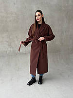 Демисезонное женское длинное кашемировое пальто свободного силуэта, оверсайз