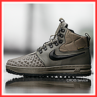 Кроссовки зимние мужские Nike Lunar 1 Duckboot 17 Green мех / Найк Лунар Дакбут зеленые с мехом