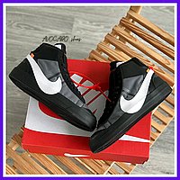 Кросівки жіночі та чоловічі Nike Blazer Mid black Off White / Найк Блейзер чорні Оф Вайт