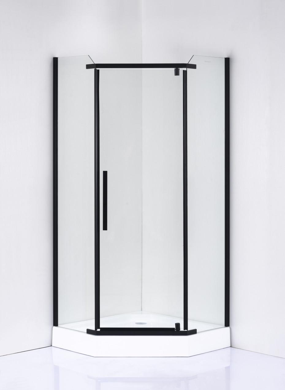 Душова кабіна AquaStream Premium S-Line ALL BLACKS Pentagon 90 / Аквастрим Преміум З-Лайн