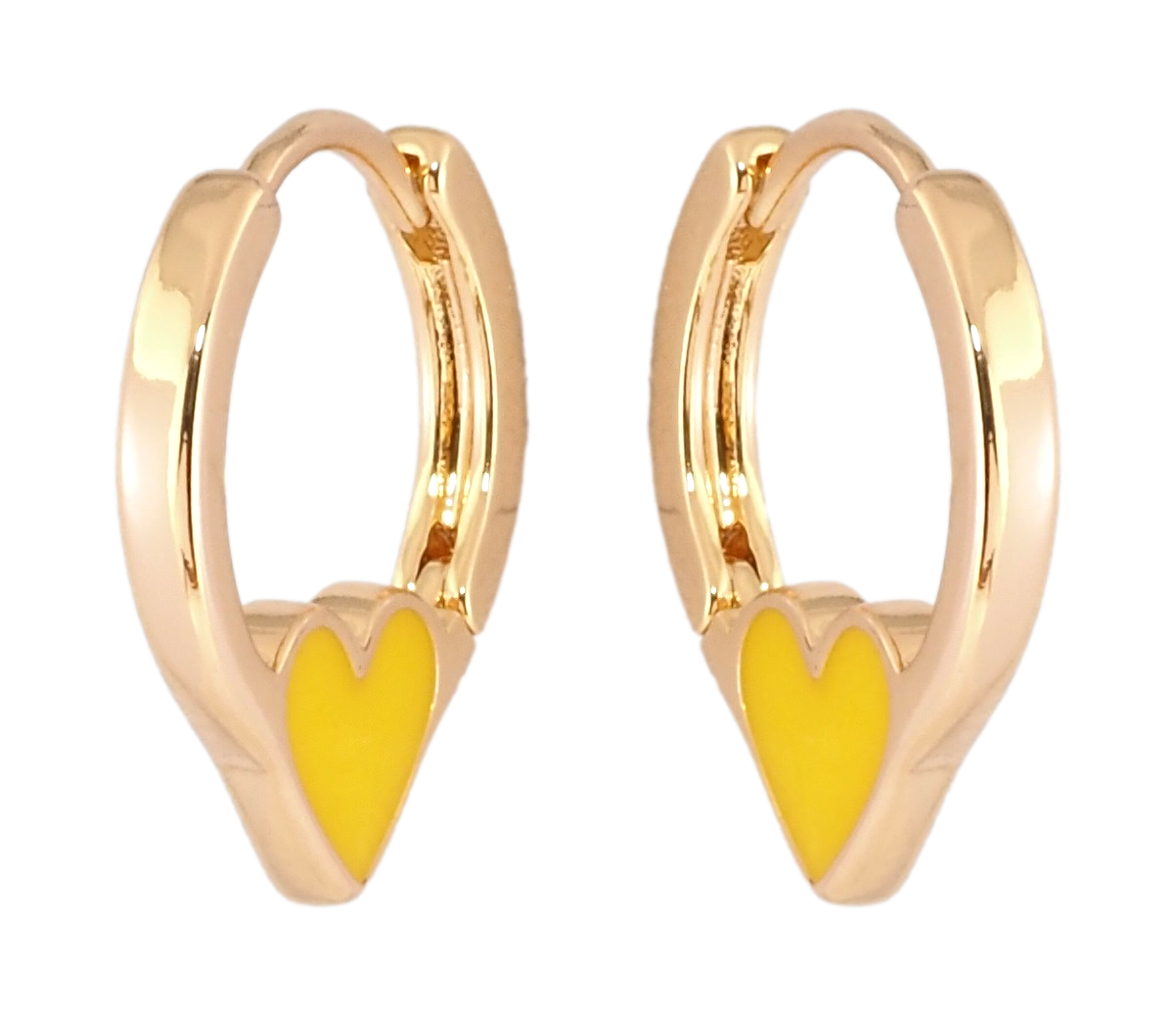 Сережки Xuping Позолота 18K колечка "Сердечка з жовтою емаллю"