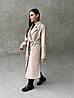 Шикарне молочне жіноче зимове двобортне тепле кашемірове пальто з поясом, фото 3