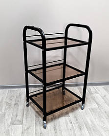 Візок косметологічна / маніпуляційна на 3 полиці модель 004 (скло), Чорна