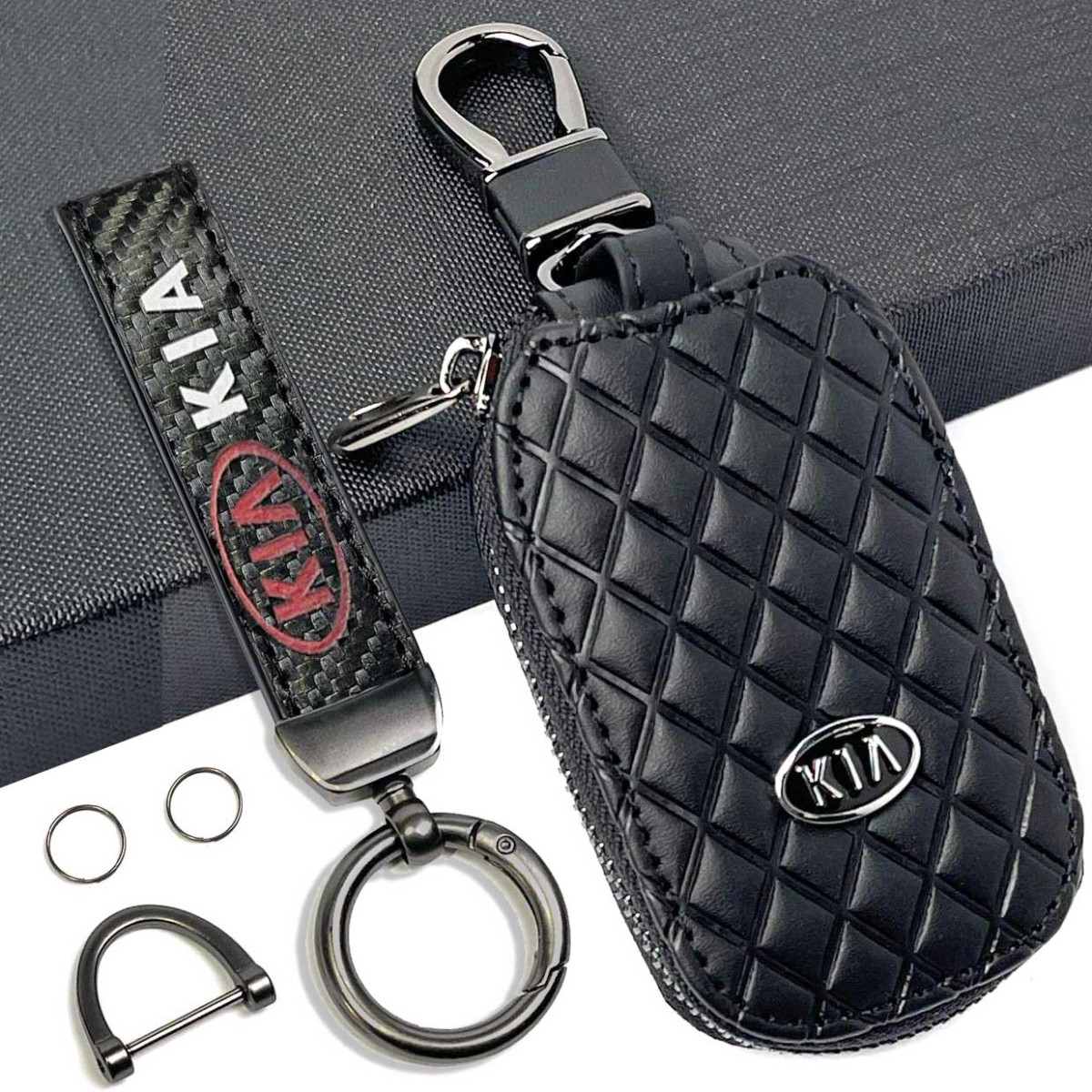 Автонабір подарунковий No9 для Kia Брелок з карабіном чохол для автоключів