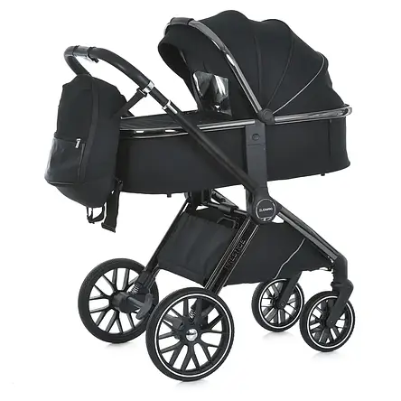 Коляска дитяча універсальна 2в1 Prestige ME 1124 Jet Black (два чохла, два дощовика, москітна сітка, сумка-рюкзак), фото 1