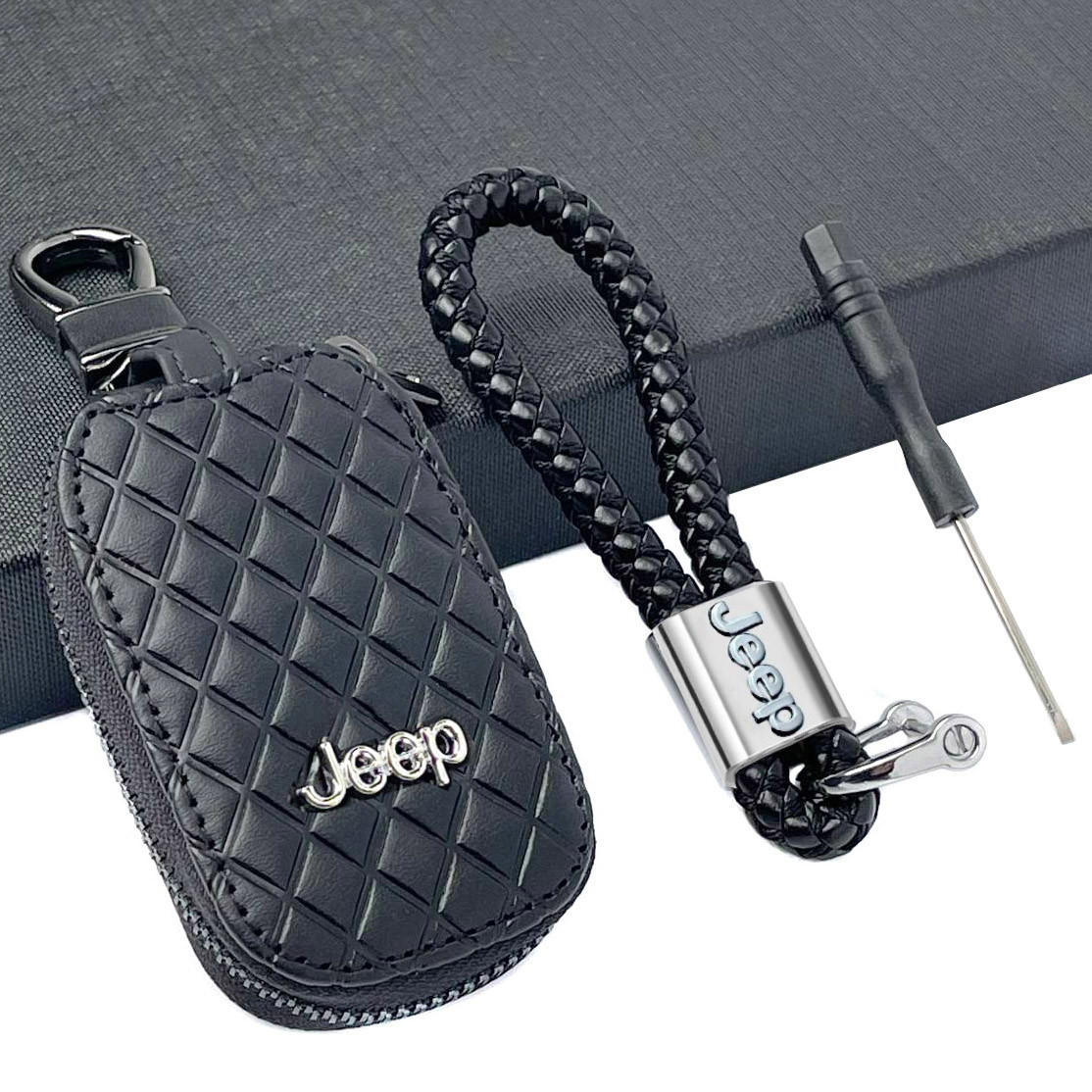 Автонабір No15 для Jeep Брелок і чохол для автоключів з логотипом Ромб Чорний
