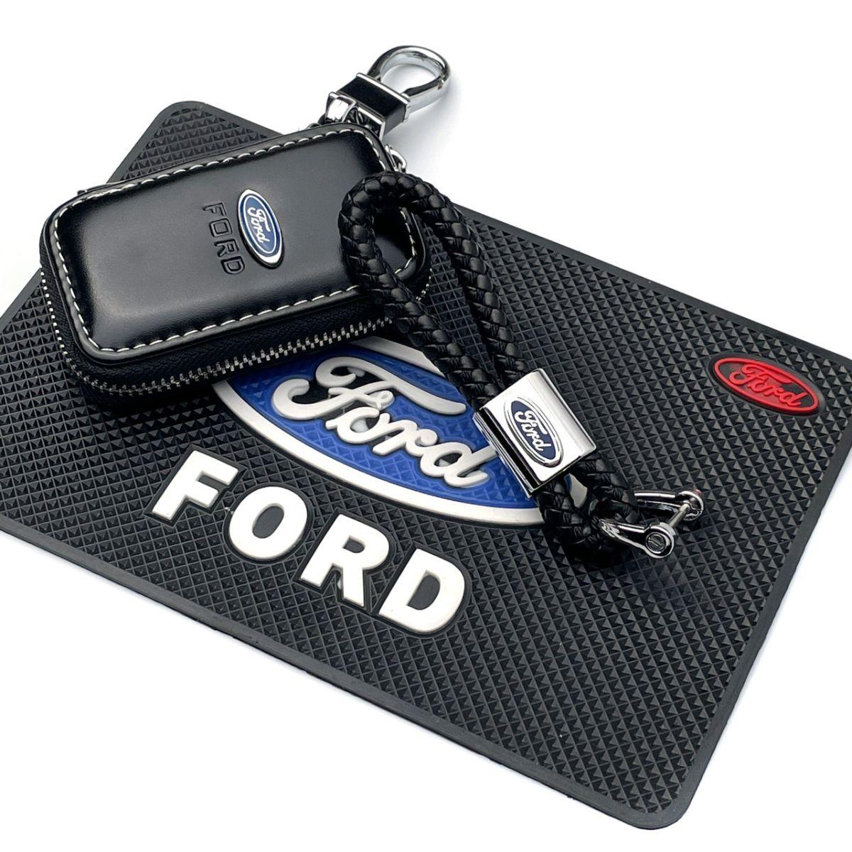 Автонабір No66 для Ford/Коврик панелі/ Брелок плетений і чохол для автоключів із логотипом