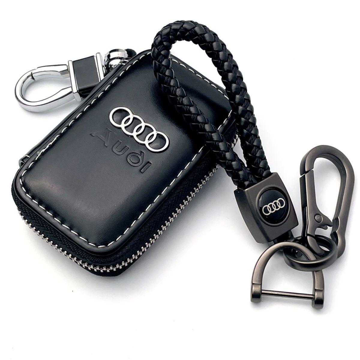 Автонабір No8 для Audi/Плетений брелок із карабіном і чохол для автокпроменів/ Шкіра Наппа