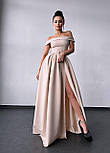 Вечірнє максі плаття з відкритими плечима поясом на талії та з розрізом на нозі (р. S, M) 66035565Е, фото 3