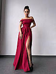 Вечірнє максі плаття з відкритими плечима поясом на талії та з розрізом на нозі (р. S, M) 66035565Е, фото 8