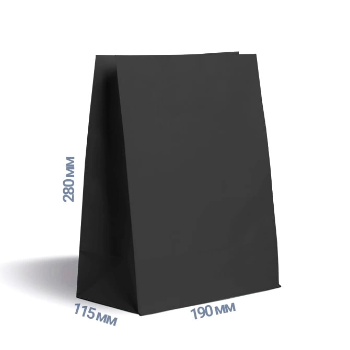 Чорний крафт пакет паперовий(28*19*11,5 см)(25 шт)кольорові пакети без ручок