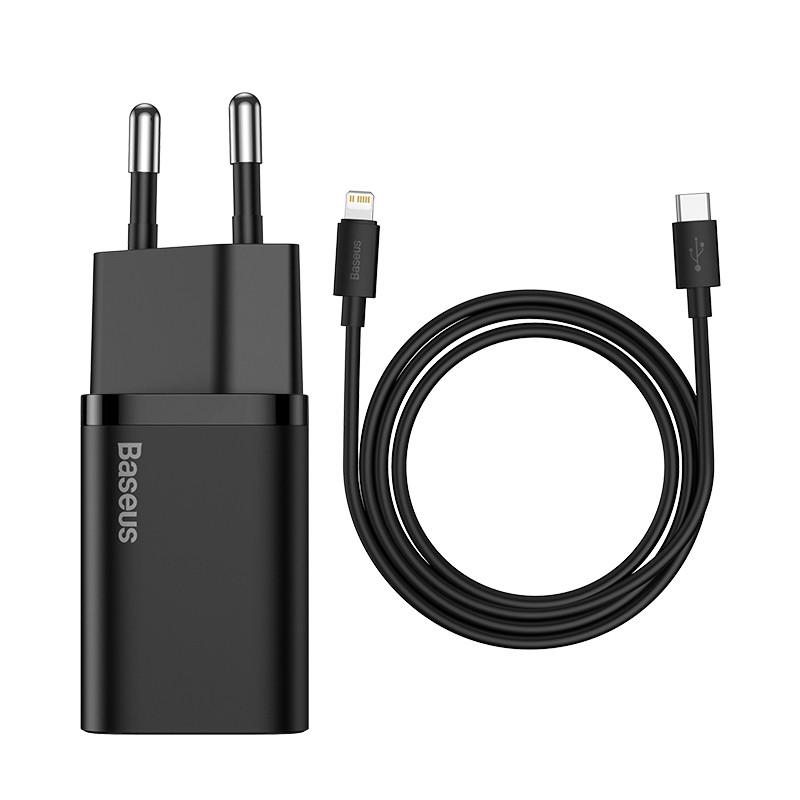 Адаптер мережевий BASEUS Type-C to Lightning Cable Super si Quick Charger Sets |Type-C, QC/PD, 3A,  20W| (TZCCSUP-B03) чорний