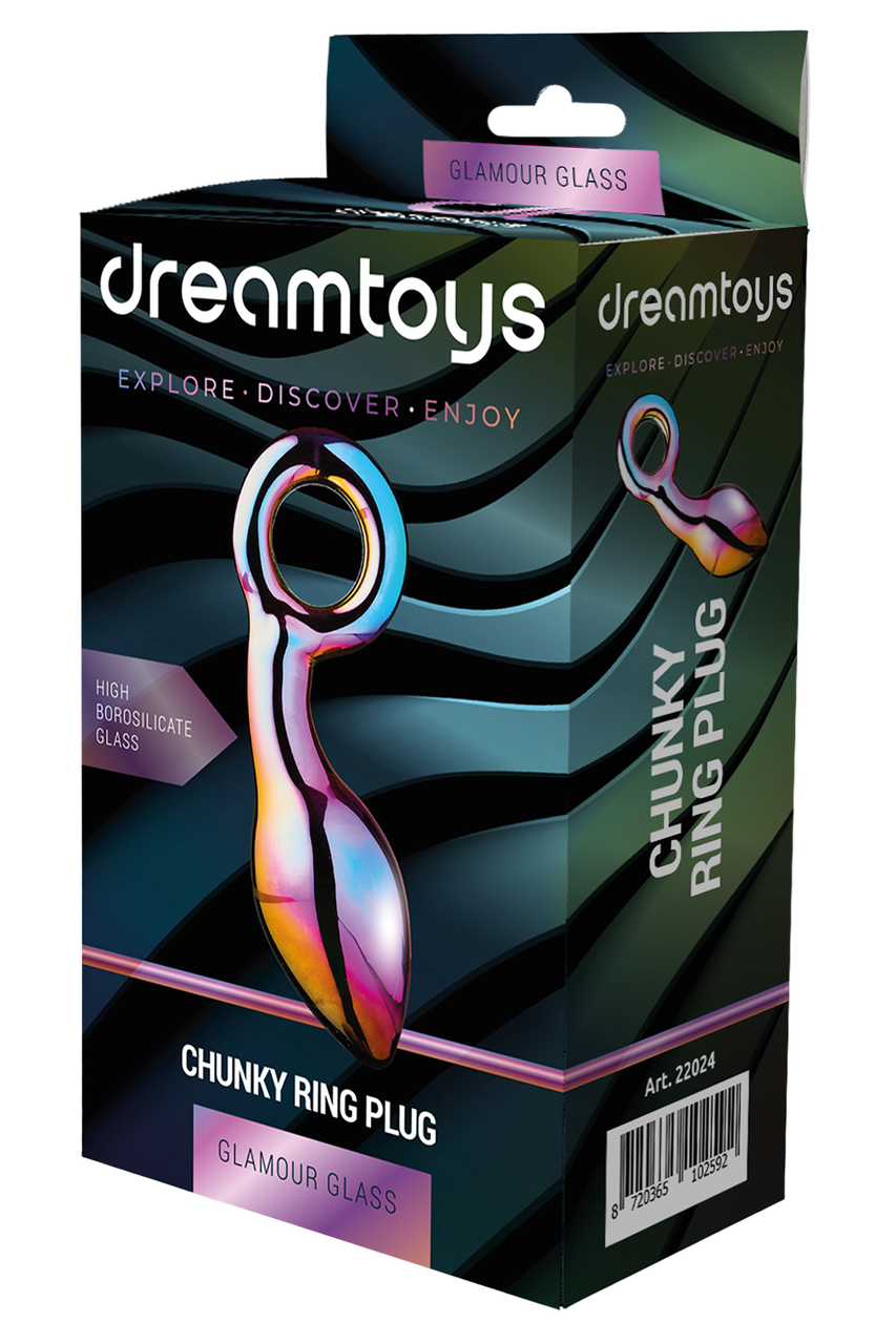 Прозорий Анальний плаг із боросилікатного скла GLAMOUR GLASS CHUNKY RING PLUG