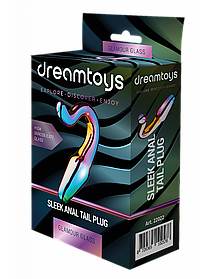 Анальна пробка прозора із боросиліктного скла GLAMOUR GLASS SLEEK ANAL TAIL PLUG
