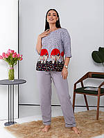 Удобный женский домашний брючный костюм пижама в расцветках больших размеров 48 - 58