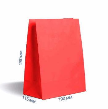 Крафт пакет паперовий(28*19*11,5см)червоний(25 шт)кольорові пакети без ручок
