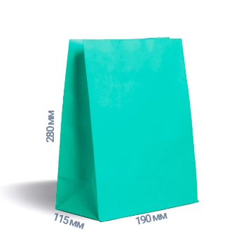 Крафт пакет паперовий(28*19*11,5см)зелений(25 шт)кольорові пакети без ручок