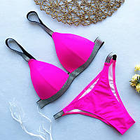 Купальник з люрексом роздільний жіночий S рожево-сріблястий