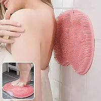 Массажная щетка мочалка универсальная силиконовая Чистюля в ванную или душевую на присосках настенная