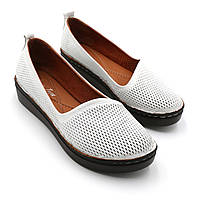 Жіночі туфлі Турецькі шкіряні на танкетці перфорація білі прошиті Anna Lucci код-(3067-04) 38