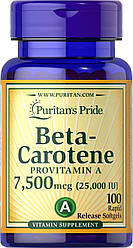 Бета-каротин, Beta-Carotene, Puritan's Pride, 7500 мкг (25000 МО), 100 гелевих капсул