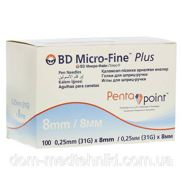 Голки інсулінові для шприц-ручок "МікроФайн Плюс / Micro-Fine Plus" 8 мм (31G x 0,25 мм)
