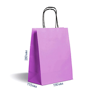 Крафт пакет бумажный с ручками(28*19*11,5 см)фиолетовый(25 шт)цветные пакеты с ручками