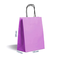 Крафт пакет паперовий з ручками(28*19*11,5см)фіолетовий(25 шт)кольорові пакети з ручками