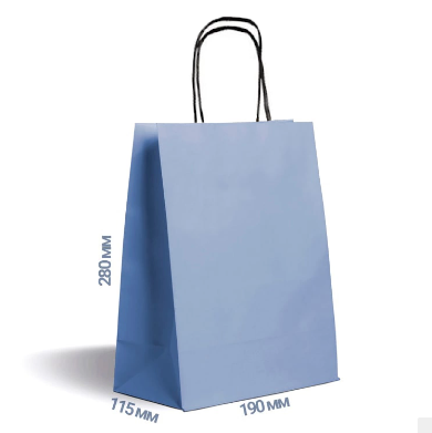 Крафт пакет паперовий з ручками(28*19*11,5см)блакитний(25 шт)кольорові пакети з ручками