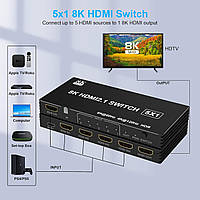 Переключатель HDMI 8K 1 выход 5 входов KVM пульт ду