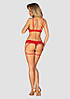 Спокусливий комплект з відкритими грудьми Obsessive INGRIDIA SET cupless & crot thong Червоний M/L, фото 4