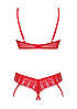 Спокусливий комплект з відкритими грудьми Obsessive INGRIDIA SET cupless & crot thong Червоний M/L, фото 6